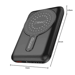 Promate Wireless Power Bank | 20W USB-C PD | 15W Magsafe | PowerMag-10Pro | Black | 10000mAh