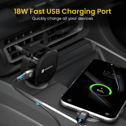 Portronics Car Power Flexo | 60W | 18W USB Type A | 30W Type C | 30W Retractable Type C Cable | POR 1877