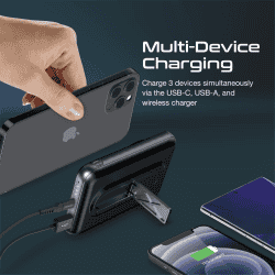 Promate Wireless Power Bank | 20W USB-C PD | 15W Magsafe | PowerMag-10Pro | Black | 10000mAh