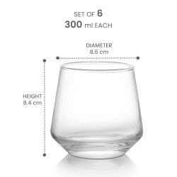 Treo by Milton Bourbon On The Rocks Glasses | 300 ml Each | Set of 6 | Transparent