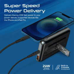 Promate Wireless Power Bank | 20W USB-C PD | 15W Magsafe | PowerMag-10Pro | Black | 10000mAh