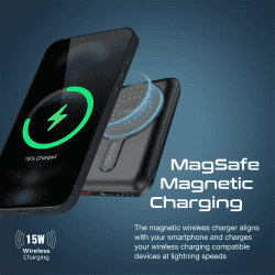 Promate Wireless Power Bank | 20W USB-C PD | 15W Magsafe | PowerMag-10Pro | Black | 10000mAh
