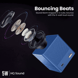 Portronics Bounce 2 Speaker | 5W | 5 Hours Playback | Type C Charging | Blue
