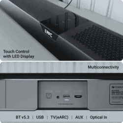 Zebronics Juke Bar Wireless Subwoofer & Satellite Bluetooth Soundbar | 1100 W | Black