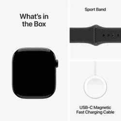 Apple Watch Series 11 | GPS | 46mm | Black Aluminium Case Black Sport Band  | S/M | Black Strap | MEUW4HN/A