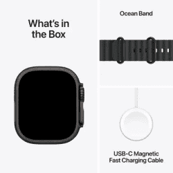 Apple Watch Ultra 3 | GPS + Cellular | 49mm | Black Titanium Case Black Ocean Band | Medium | Black Strap | MF0J4HN/A