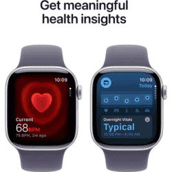 Apple Watch Series 11 | GPS | 46mm | Silver Aluminium Case Purple Fog Sport Band | S/M | Purple Fog Strap | MEV94HN/A