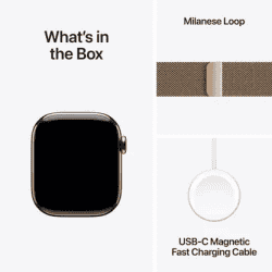 Apple Watch Series 11 | GPS + Cellular | 42mm | Gold Titanium Case Gold Milanese Loop | MF8Y4HN/A