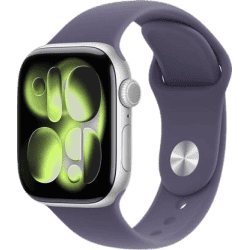 Apple Watch Series 11 | GPS | 46mm | Silver Aluminium Case Purple Fog Sport Band | S/M | Purple Fog Strap | MEV94HN/A