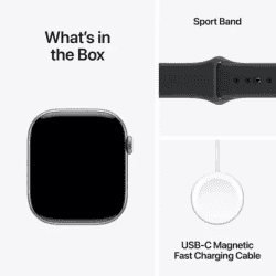 Apple Watch Series 11 | GPS + Cellular | 46mm | Grey Aluminium Case Black Sport Band | M/L | Black Strap | MFCA4HN/A