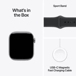 Apple Watch Series 11 | GPS | 46mm | Space Grey Aluminium Case Black Sport Band  | S/M | Black Strap | MEV04HN/A