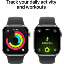 Apple Watch Series 11 | GPS | 46mm | Space Grey Aluminium Case Black Sport Band  | S/M | Black Strap | MEV04HN/A