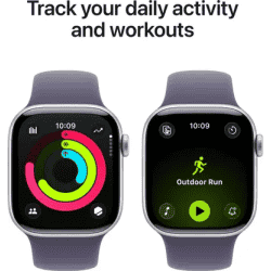 Apple Watch Series 11 | GPS | 46mm | Silver Aluminium Case Purple Fog Sport Band | S/M | Purple Fog Strap | MEV94HN/A