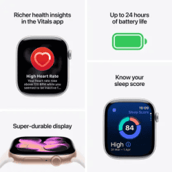 Apple Watch Series 11 | GPS | 46mm | Rose Gold Aluminium Case Light Blush Sport Band  | S/M | Light Blush Strap | MEV64HN/A