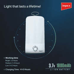 Impex LED Rechargeable Emergency Light | 1800mAh | IL 670