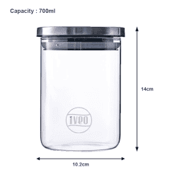 Iveo Borosilicate Glass Jar | 700 ml | 2 Pcs