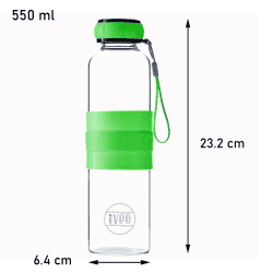 Iveo Aqua Grip round glass bottle | silicon sleeve | 550ml