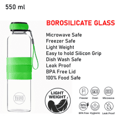 Iveo Aqua Grip round glass bottle | silicon sleeve | 550ml