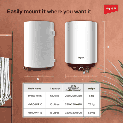 Impex Hypo 10 Storage Water Heater | 10L | 2000 W | Red & White