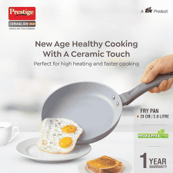 Prestige Ceraglide Ceramic Coated Non-Stick Fry Pan | 26 cm | Grey