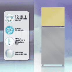 Haier Frost Free Double Door Top Mount Convertible Refrigerator | 328L | 3 Star | HRF-3783YGG-P
