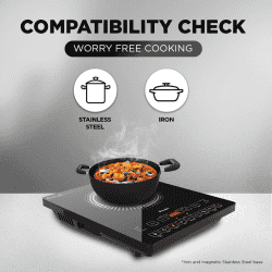 Preethi Induction Cooktop | 2100 W | Crystal Glass | Black | IC125