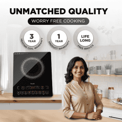 Preethi Induction Cooktop | 2100 W | Crystal Glass | Black | IC125
