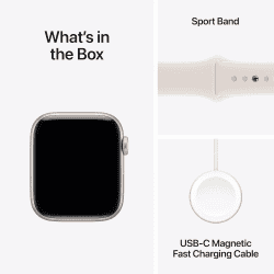Apple Watch SE 3 | GPS | 40mm | Starlight Aluminium Case Starlight Sport Band | M/L | Starlight Strap