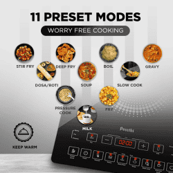 Preethi Induction Cooktop | 2100 W | Crystal Glass | Black | IC125