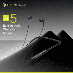 Hapipola Vocal Wireless Neckband | 5 Voice Changing Modes | Black