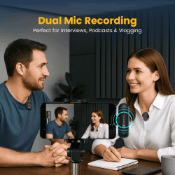 Portronics Vlogmate One Wireless Dual Microphone | Black | POR 2324