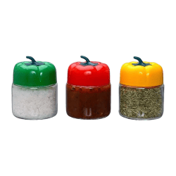 Yera Capsicum Glass Jar with Plastic Caps | 3Pc