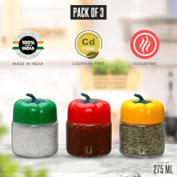 Yera Capsicum Glass Jar with Plastic Caps | 3Pc
