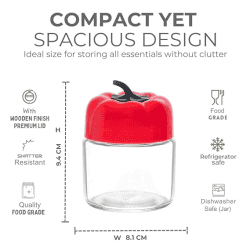 Yera Capsicum Glass Jar with Plastic Caps | 3Pc