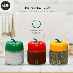 Yera Capsicum Glass Jar with Plastic Caps | 3Pc