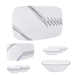 Corelle Square Simple Lines Dinner Set | 21 Pc