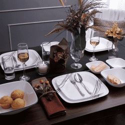 Corelle Square Simple Lines Dinner Set | 21 Pc