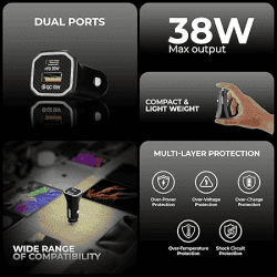 Salpido Vitor Series DualPower Type C to Lightning Car Charger | 38W | GD WC20