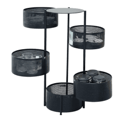 Zeno 5 Tier Metal Mesh Kitchen Storage | Round | Black