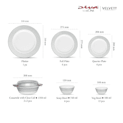 Laopala Diva Velvett Collection Opal Glass Dinner Set | 35 pc