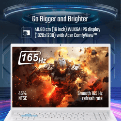 Acer Nitro Lite 16 Gaming Laptop | Intel Core i7 13620H Processor | 16GB | 512 GB | 165 Hz | Win 11 Home | White | NL16-71G