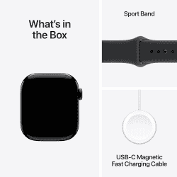 Apple Watch Series 11 | GPS + Cellular | 42mm | S/M | Jet Black Aluminium Case with Black Sport Band | MF834HN/A