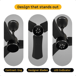 Atomberg Renesa Halo Smart BLDC Ceiling Fan | 600mm | Midnight Black