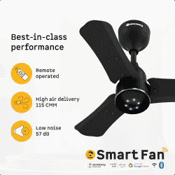 Atomberg Renesa Halo Smart BLDC Ceiling Fan | 600mm | Midnight Black