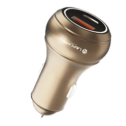 Lapcare CARGE 145W PD Super Fast Car Charger | 100W USB-A | 45W Type C | Golden | LCC-215