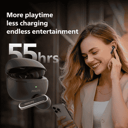 Philips Wireless Earbuds with ANC | Quad Mic ENC | Fast Charging | Black | TAT1150/94