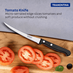 Tramontina Ultracorte Tomato Knife | 12cm | Steel Blade | Kitche‎n Knife | ‎Black