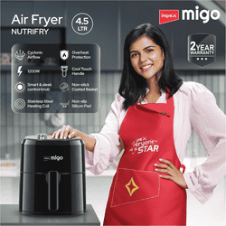 Impex Migo Air Fryer | 1200 W | 4.5 L | Instant Electric Air Fryer | Black