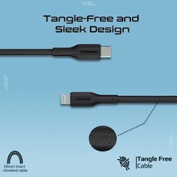 Promate 3Pcs High Tensile Strength USB-C to Lightning Cable Kit | 27W | Black