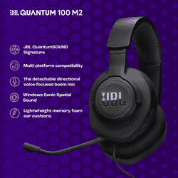 JBL Quantum 100M2 Wired Gaming Headphones With Mic | Black | JBLQTUM100M2BLK